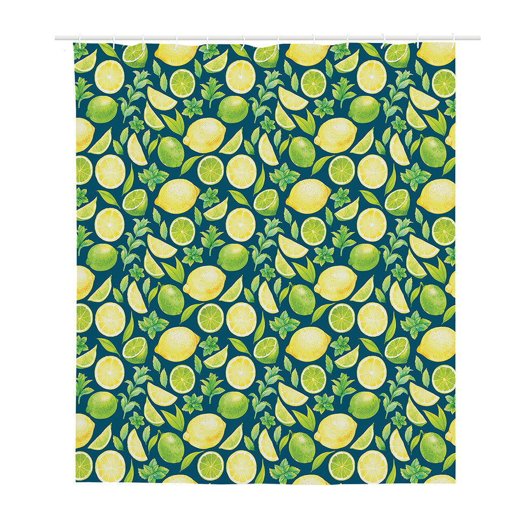 Lime And Lemon Pattern Print Polyester Shower Curtain
