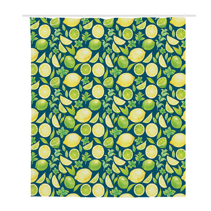 Lime And Lemon Pattern Print Polyester Shower Curtain