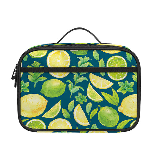 Lime And Lemon Pattern Print Portable Lunch Bag