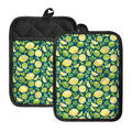 Lime And Lemon Pattern Print Pot Holders With Pocket