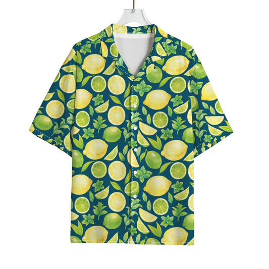 Lime And Lemon Pattern Print Rayon Hawaiian Shirt