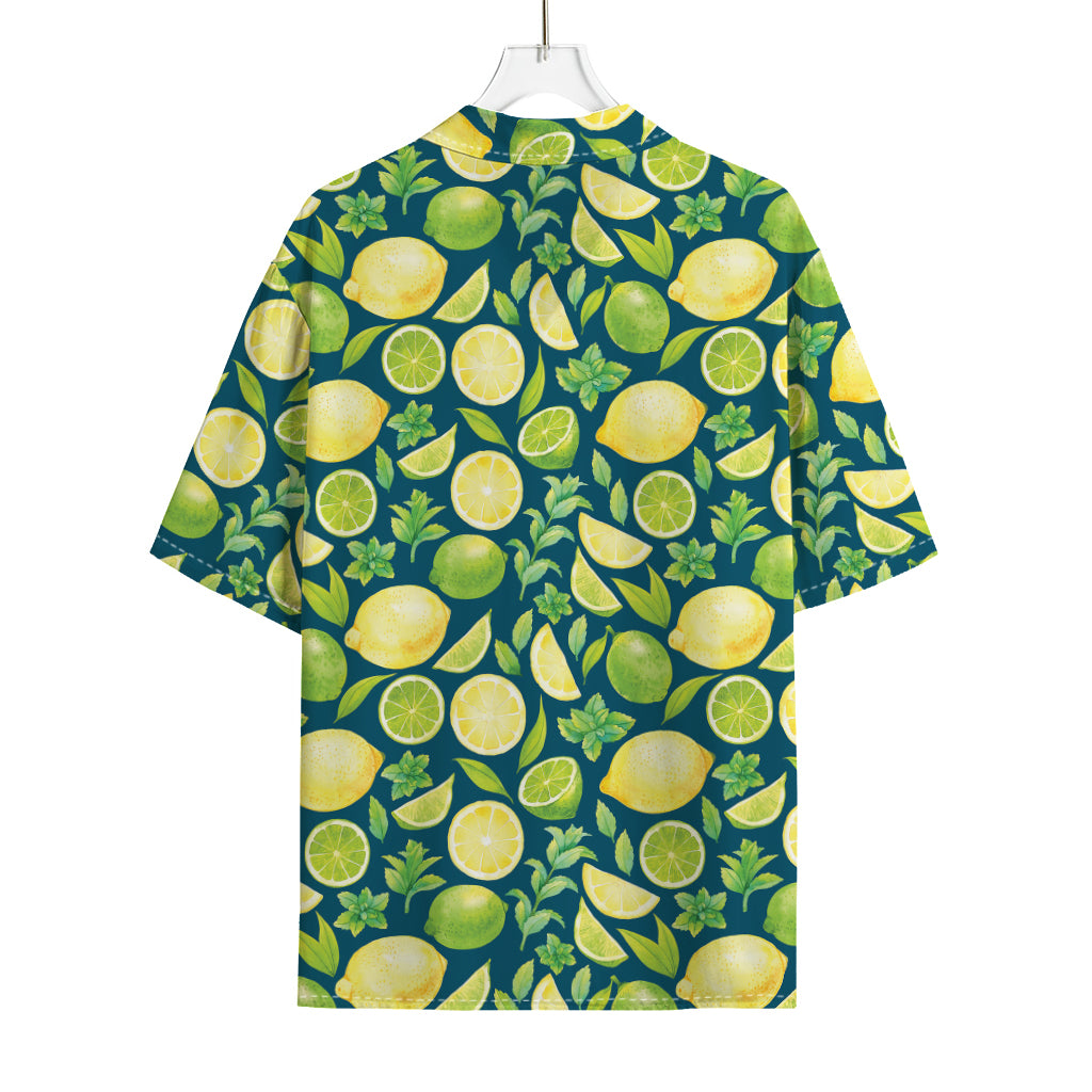 Lime And Lemon Pattern Print Rayon Hawaiian Shirt