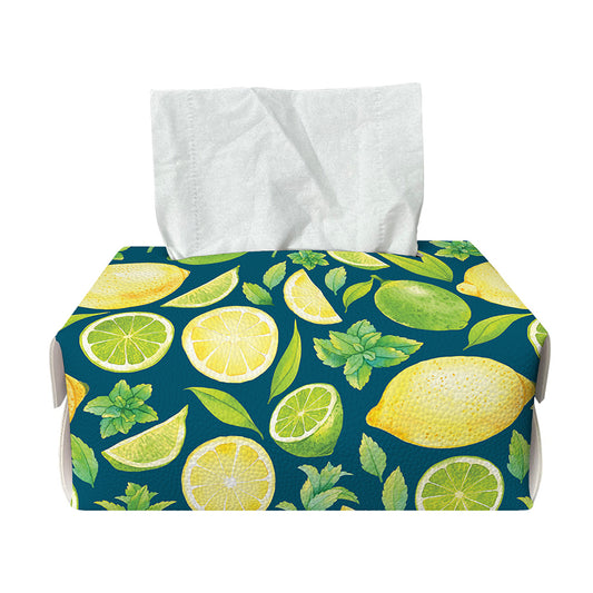 Lime And Lemon Pattern Print Rectangle Tissue Box Cover