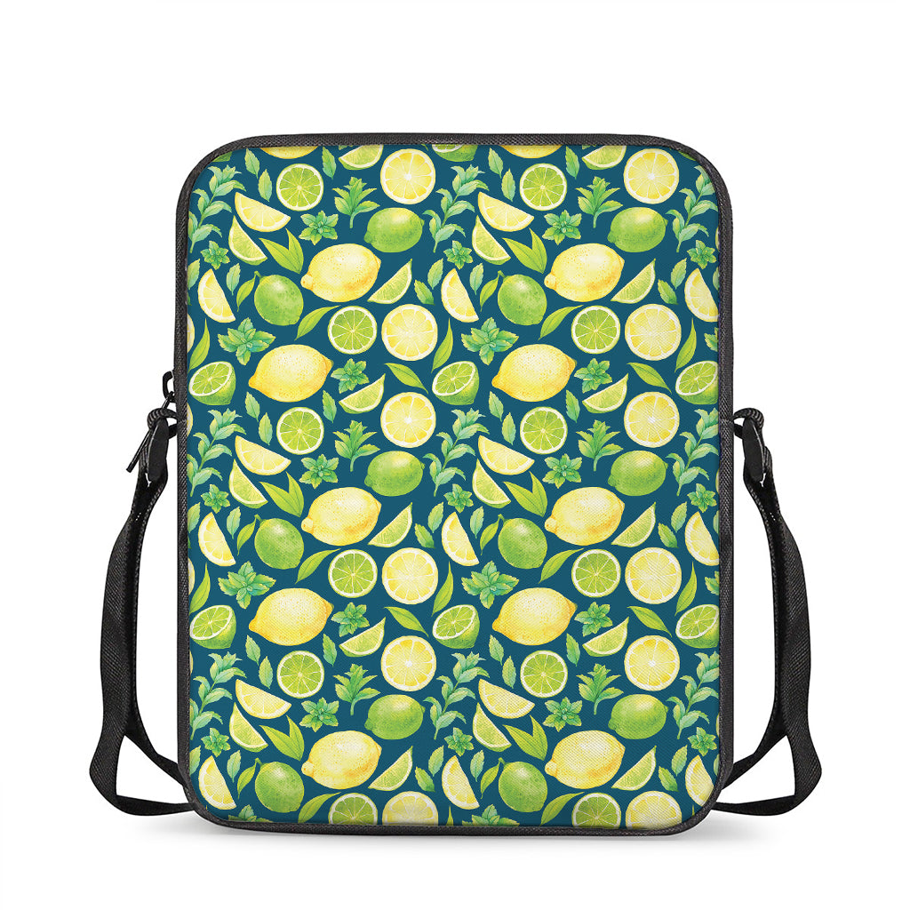 Lime And Lemon Pattern Print Rectangular Crossbody Bag