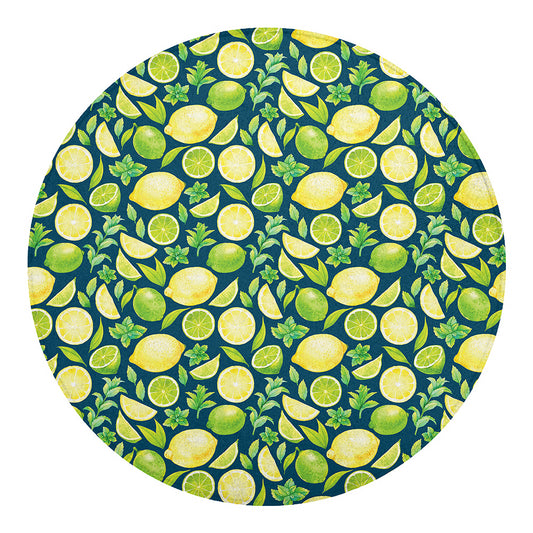 Lime And Lemon Pattern Print Round Blanket