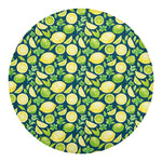 Lime And Lemon Pattern Print Round Blanket