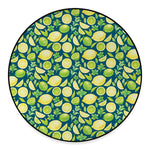 Lime And Lemon Pattern Print Round Floor Mat