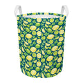 Lime And Lemon Pattern Print Round Laundry Basket
