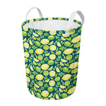 Lime And Lemon Pattern Print Round Laundry Basket
