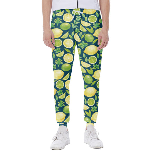 Lime And Lemon Pattern Print Scuba Joggers