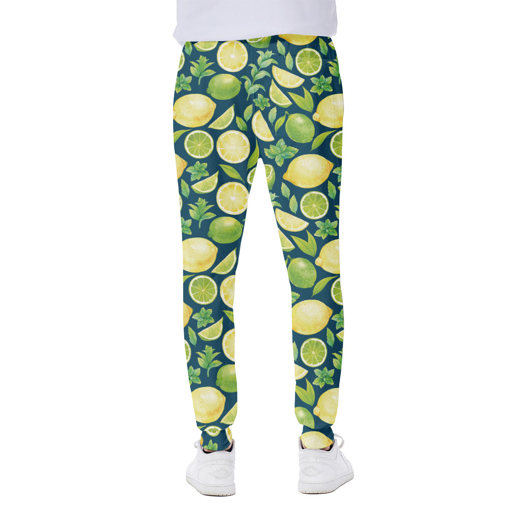 Lime And Lemon Pattern Print Scuba Joggers