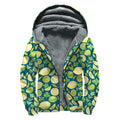 Lime And Lemon Pattern Print Sherpa Lined Zip Up Hoodie