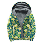 Lime And Lemon Pattern Print Sherpa Lined Zip Up Hoodie