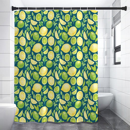 Lime And Lemon Pattern Print Shower Curtain