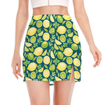 Lime And Lemon Pattern Print Side Slit Mini Skirt