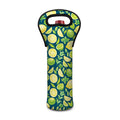 Lime And Lemon Pattern Print Single Neoprene Wine Tote