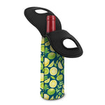 Lime And Lemon Pattern Print Single Neoprene Wine Tote