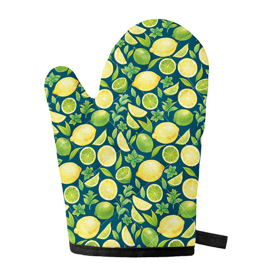 Lime And Lemon Pattern Print Single Oven Mitt