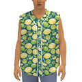 Lime And Lemon Pattern Print Sleeveless Baseball Jersey