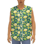 Lime And Lemon Pattern Print Sleeveless Baseball Jersey