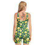 Lime And Lemon Pattern Print Sleeveless One Piece Swimsuit
