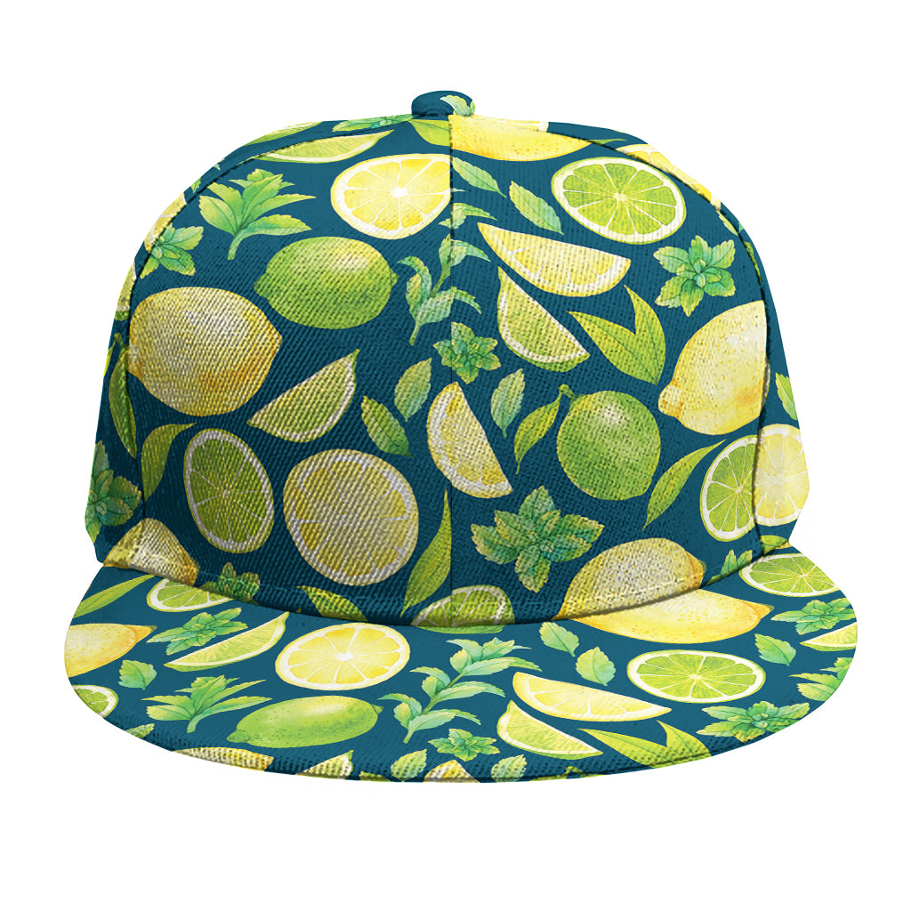Lime And Lemon Pattern Print Snapback Cap