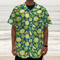 Lime And Lemon Pattern Print Textured Short Sleeve Shirt