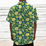 Lime And Lemon Pattern Print Textured Short Sleeve Shirt