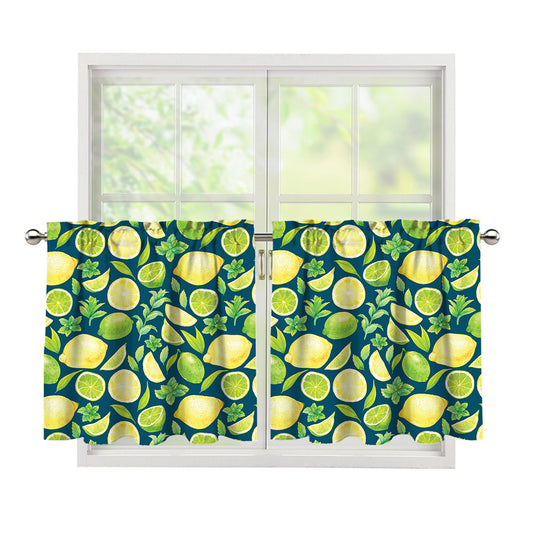 Lime And Lemon Pattern Print Tier Curtains