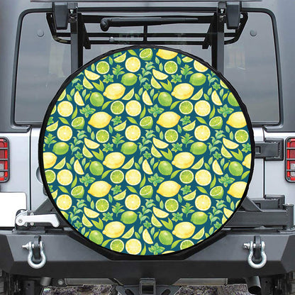 Lime And Lemon Pattern Print Tire Cover
