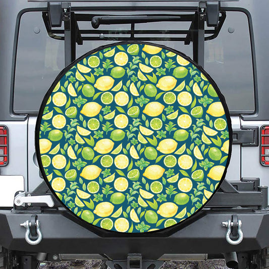 Lime And Lemon Pattern Print Tire Cover