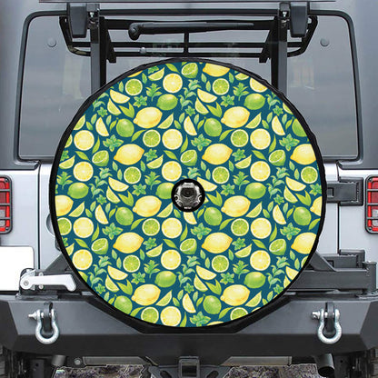Lime And Lemon Pattern Print Tire Cover With Camera Hole