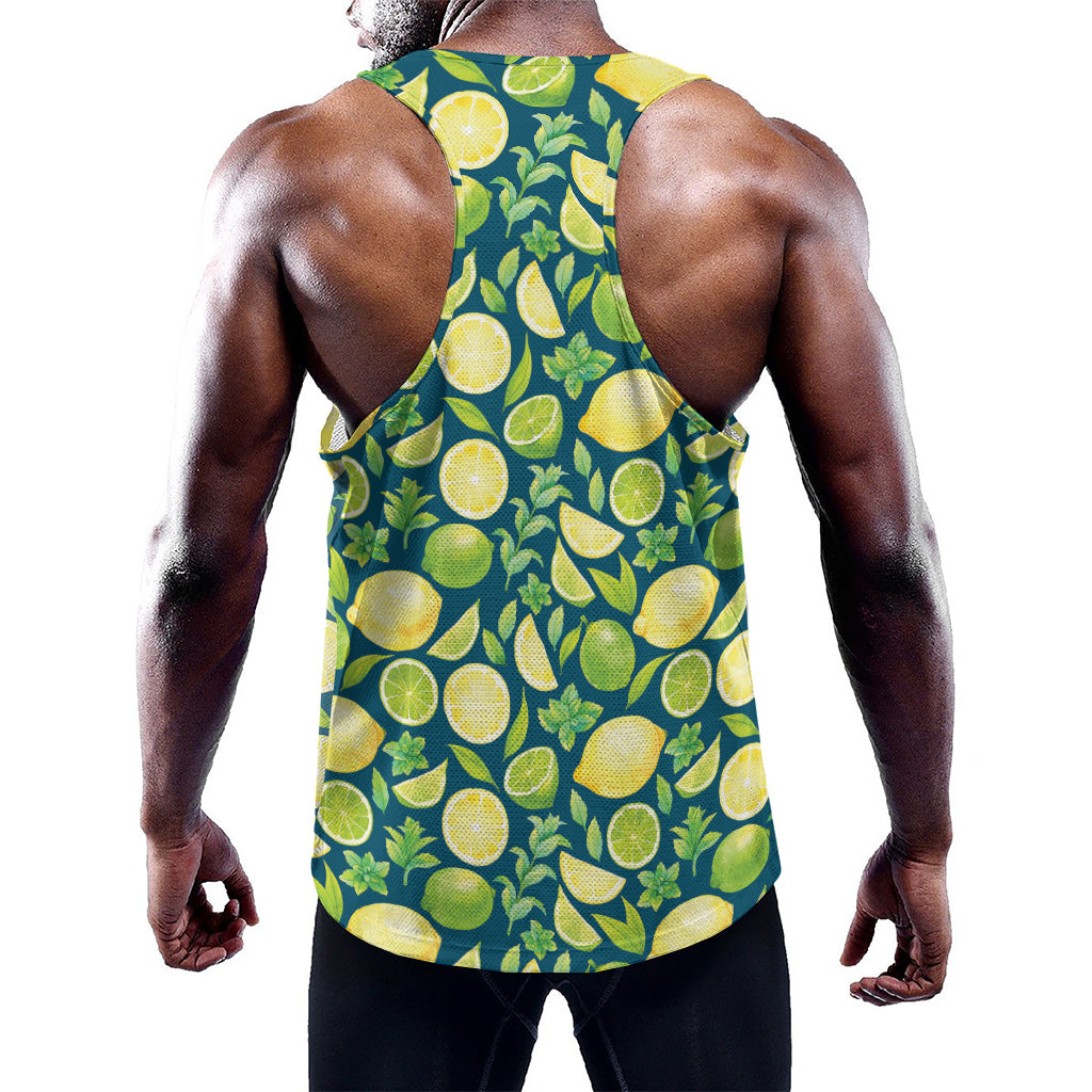 Lime And Lemon Pattern Print Training Tank Top