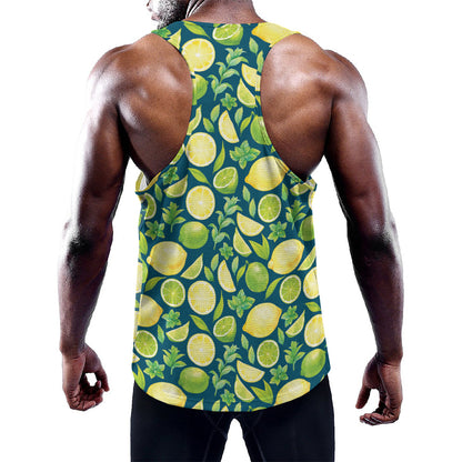 Lime And Lemon Pattern Print Training Tank Top
