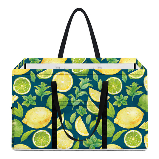 Lime And Lemon Pattern Print Utility Tote Bag