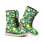 Lime And Lemon Pattern Print Winter Boots