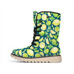 Lime And Lemon Pattern Print Winter Boots