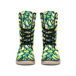 Lime And Lemon Pattern Print Winter Boots