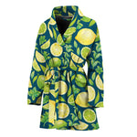 Lime And Lemon Pattern Print Women's Bathrobe