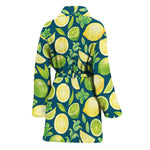 Lime And Lemon Pattern Print Women's Bathrobe
