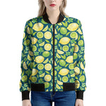 Lime And Lemon Pattern Print Women's Bomber Jacket