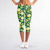 Lime And Lemon Pattern Print Women's Capri Leggings