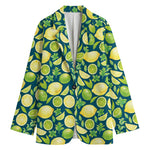 Lime And Lemon Pattern Print Women's Cotton Blazer