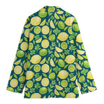 Lime And Lemon Pattern Print Women's Cotton Blazer