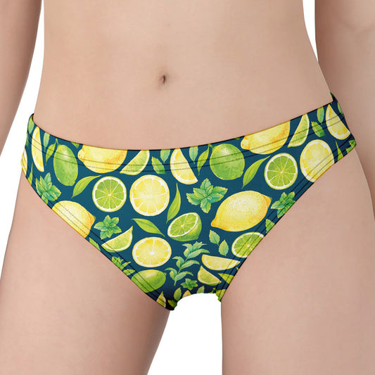 Lime And Lemon Pattern Print Women's Panties