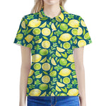 Lime And Lemon Pattern Print Women's Polo Shirt