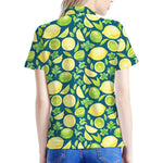 Lime And Lemon Pattern Print Women's Polo Shirt
