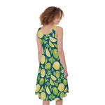 Lime And Lemon Pattern Print Women's Sleeveless Dress