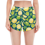 Lime And Lemon Pattern Print Women's Split Running Shorts