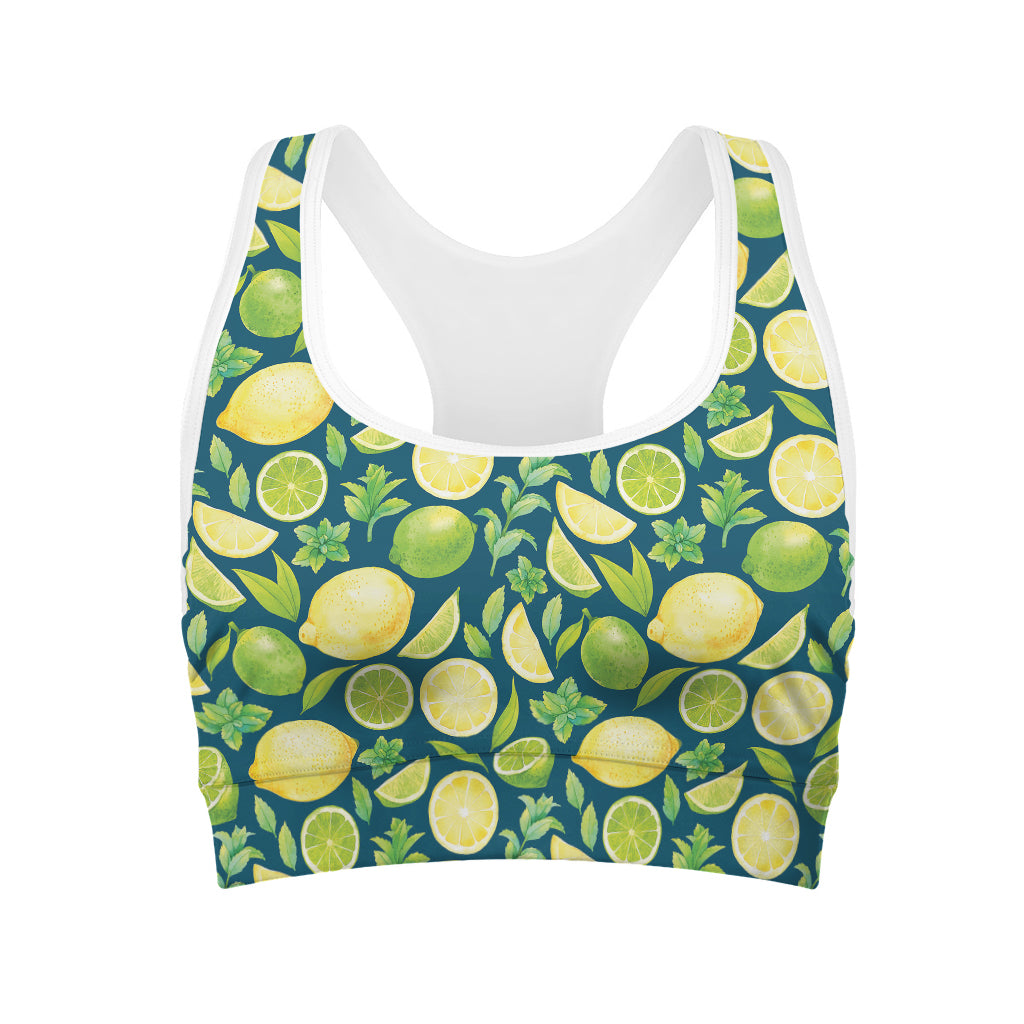 Lime And Lemon Pattern Print Women's Sports Bra